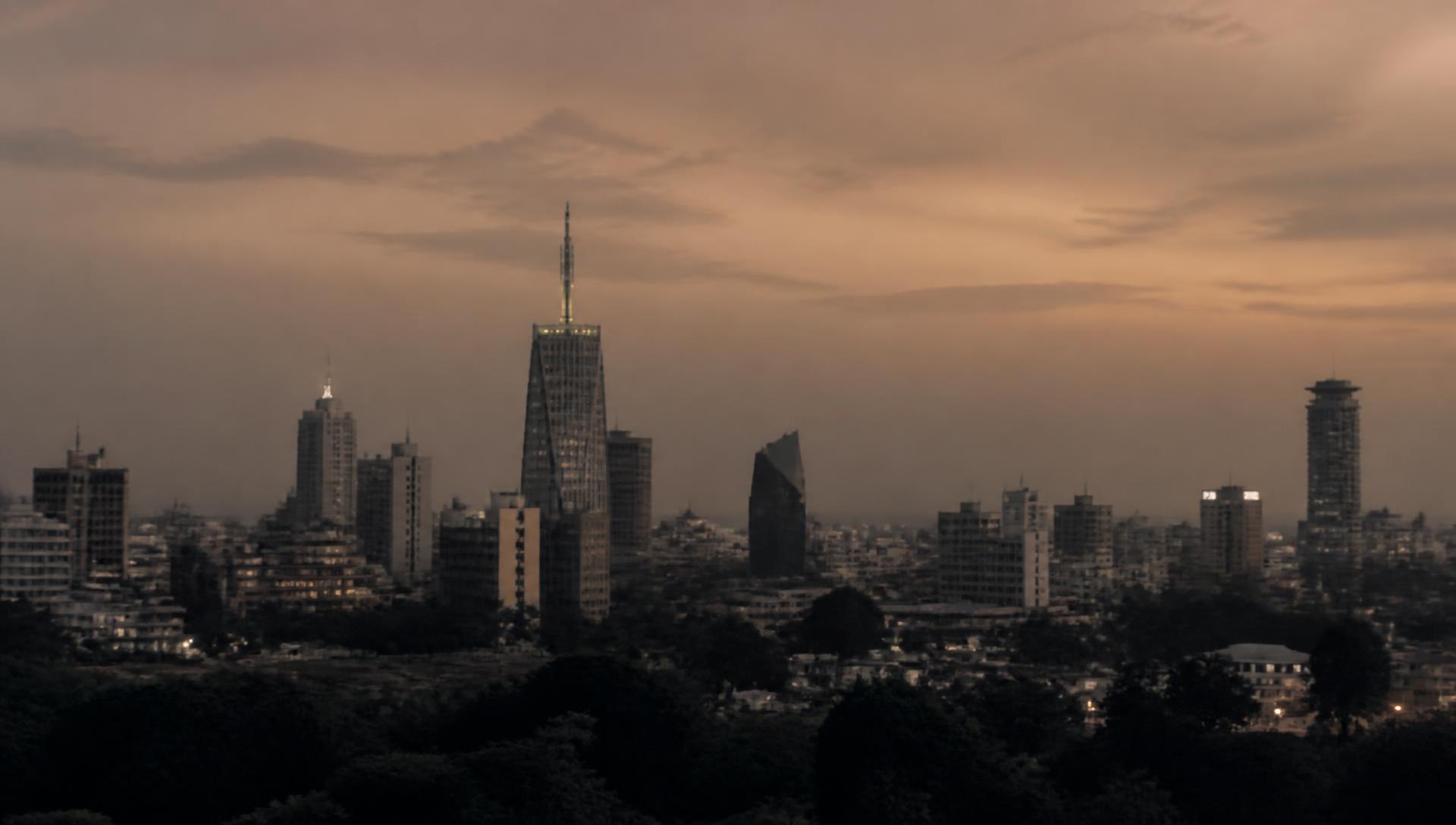 Nairobi skyline at dusk